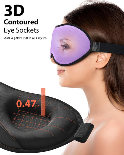 MABAO Weighted Sleep Mask - 100% Blackout Eye Mask for Sleeping for Women Men, 3D Contoured for Lash Extension, Zero Eye Pressure Memory Foam Cover, Soft Gentle Pressure Blindfold for Travel - Black