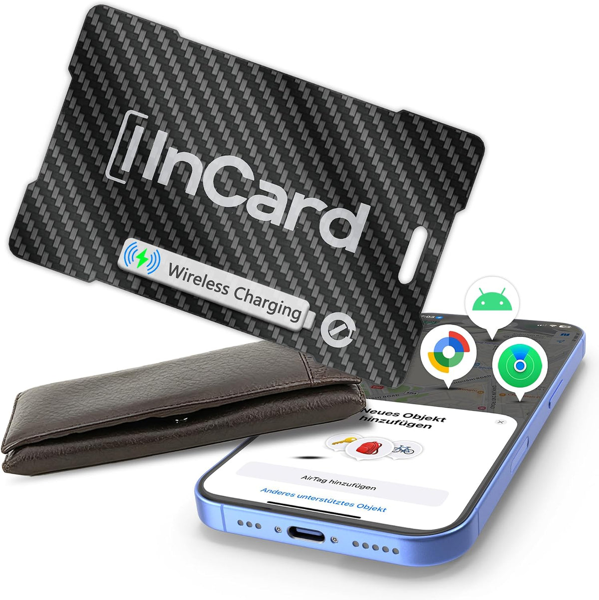 Wireless Charging Wallet Tracker Card Android & iOS, Find My