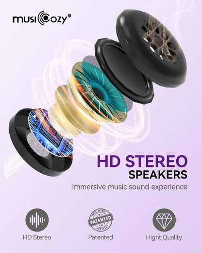 MUSICOZY Sleep Headphones, Bluetooth 5.4 Sleep Mask Headband Headphones Sleeping Eye Mask, Wireless Music Earbuds Earphones with HD Stereo Speakers for Side Sleepers, Cool Gadgets Unique Gift