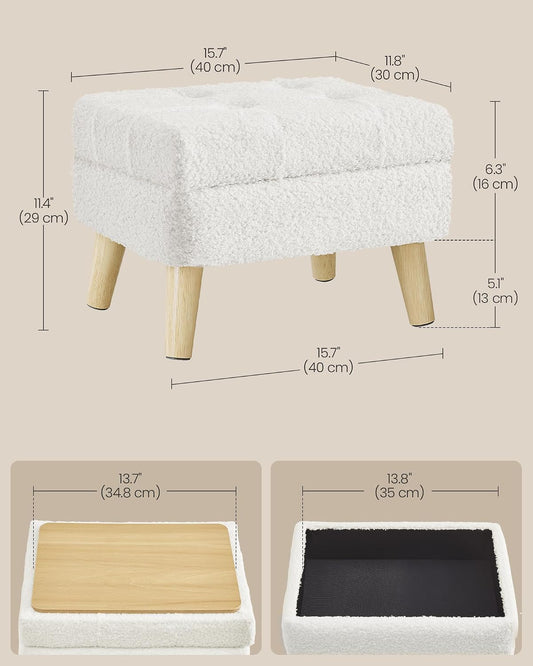 SONGMICS Foot Stool Ottoman, Small Storage Ottoman with Legs, 15.7 Inches