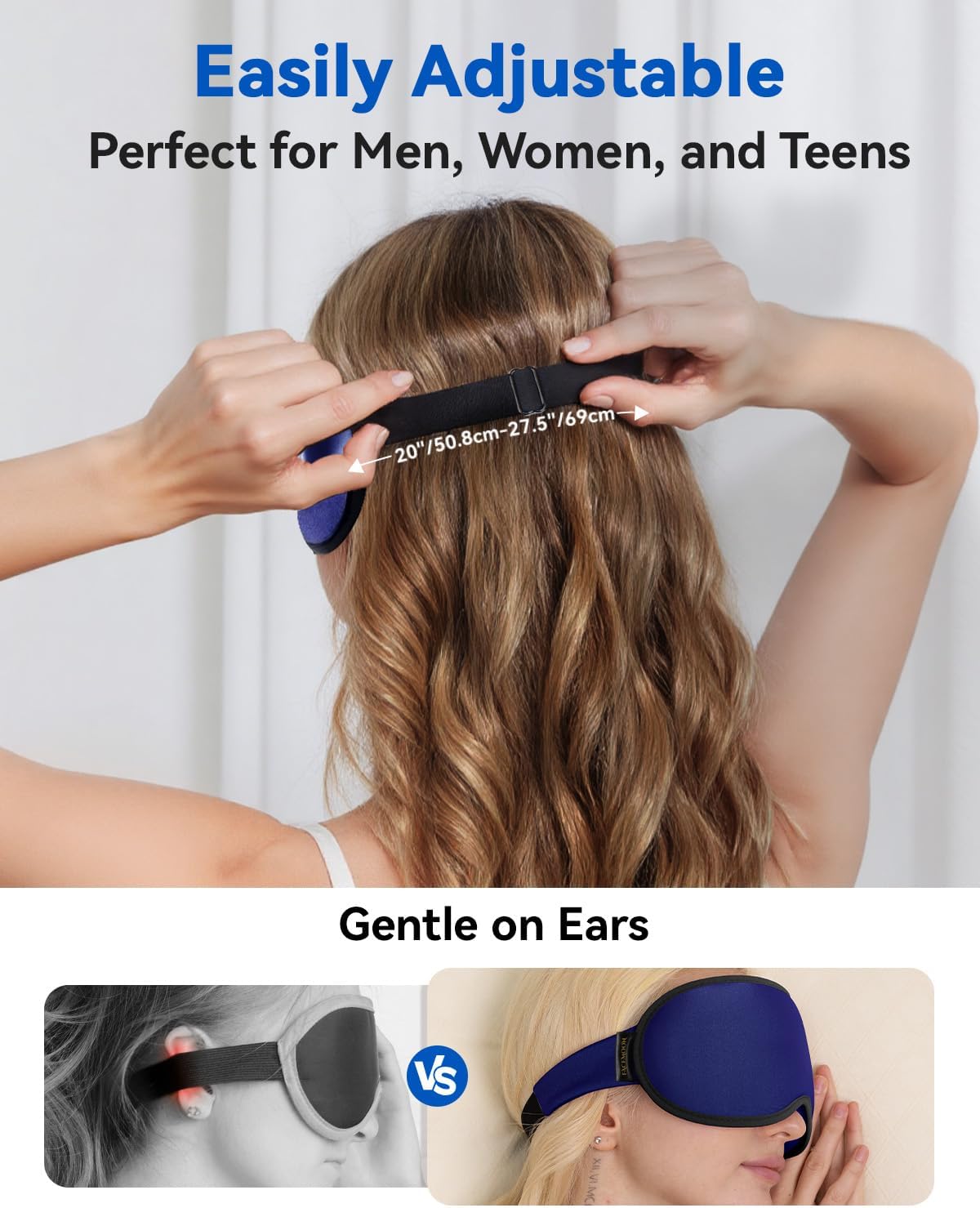 Weighted Blackout Sleep Mask for Men, 3D Contoured Zero Eye Pressure, Lash-Friendly Deep Eye Cups, Adjustable Slide Buckle Strap, Office Nap & Business Travel Essential, Relaxation Gift for Him(Black)