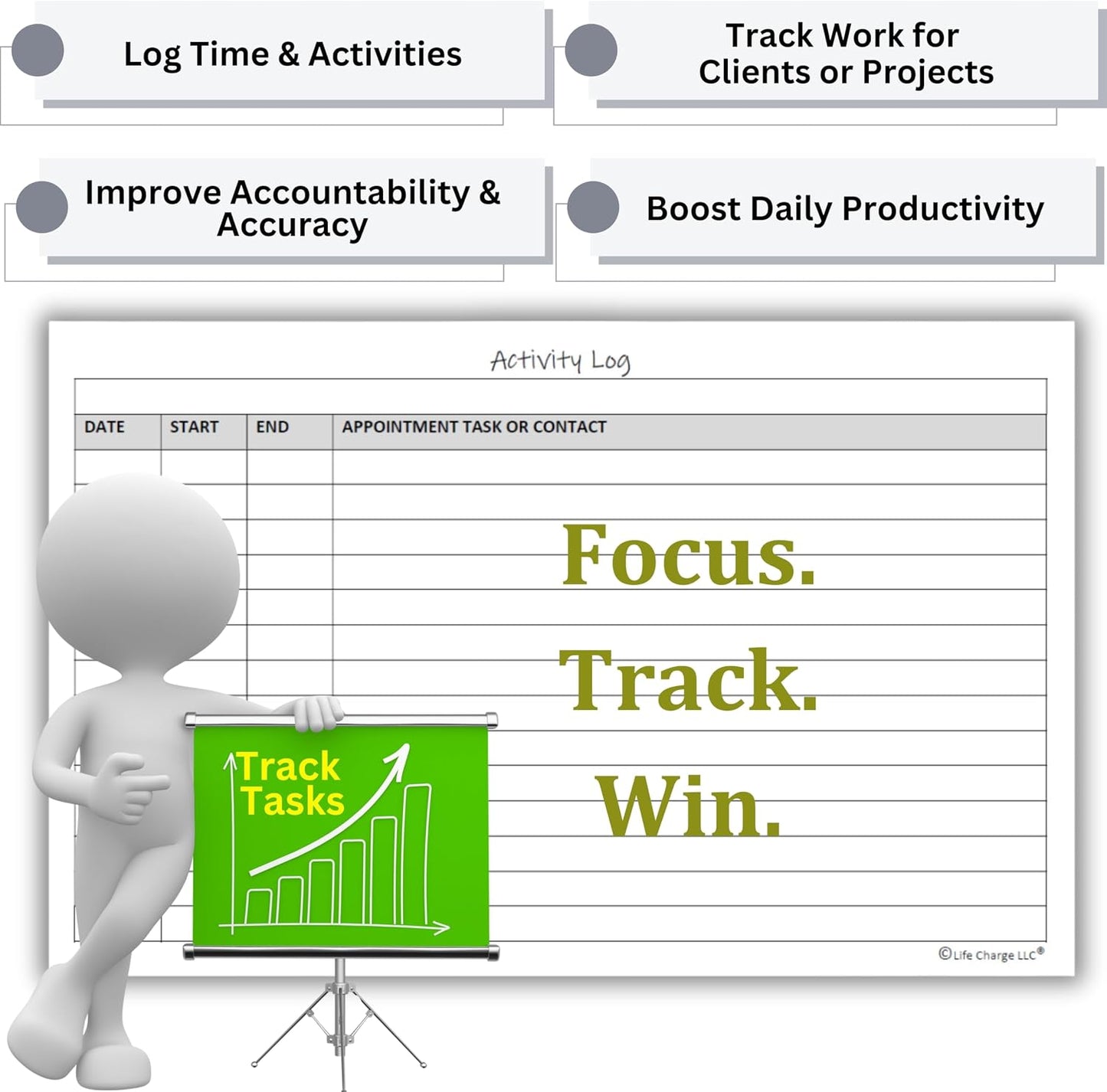 Life Charge Weekly Planner Notepad for Work & Home, Weekly To Do List Pad with Daily Checklist, Priority & Notes, 60 Pages, 8.5 x 11 Letter, Landscape