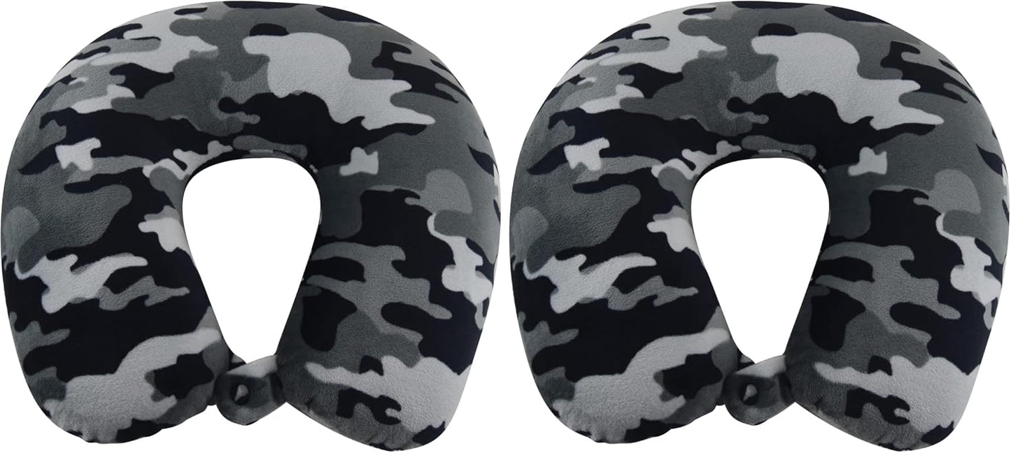 Wolf Essentials Adult Fleece Travel Neck Pillow for Airplane, Charcoal