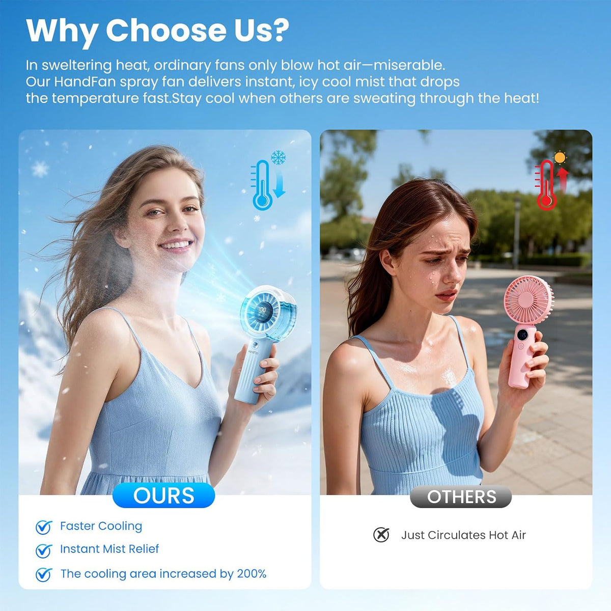 HandFan Upgraded Misting Fan with LED Display – Extreme Cooling Portable Handheld Fan with Water Mist Spray, 50% Stronger Airflow & Quieter, USB Rechargeable for Travel/Park/Disney/Beach/Concert/Game