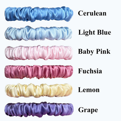 VLOMOT 6 Pcs Set 100% Pure Mulberry Silk Hair Scrunchies - 6 Chic Colors Everyday Skinny Scrunchies Silk Ponytail Holders - No Damage (Purple)