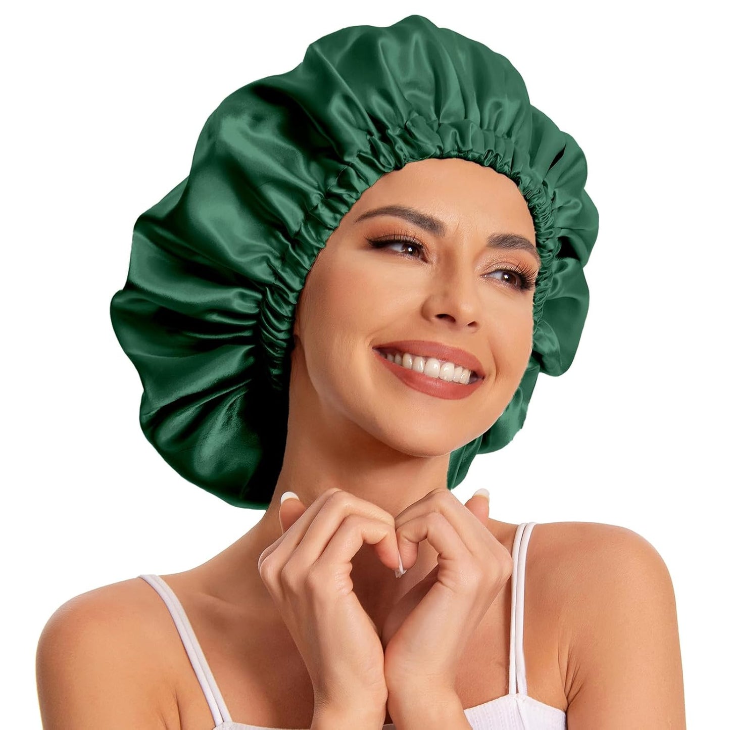 Satin Bonnet Silk Bonnet Hair Bonnet for Sleeping-Slouchy Beanie Hat Satin Sleep Cap for Women's Natural & Curly Hair(Blue Zircon)