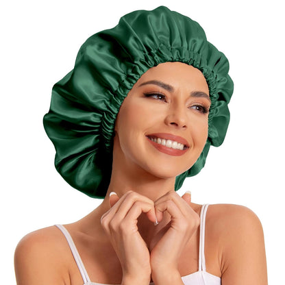Satin Bonnet Silk Bonnet Hair Bonnet for Sleeping-Slouchy Beanie Hat Satin Sleep Cap for Women's Natural & Curly Hair(Blue Zircon)