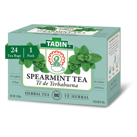 Tadin Spearmint Tea, Herbal Tea, Caffeine Free, 24 Tea Bags Per Box, Pack of 1