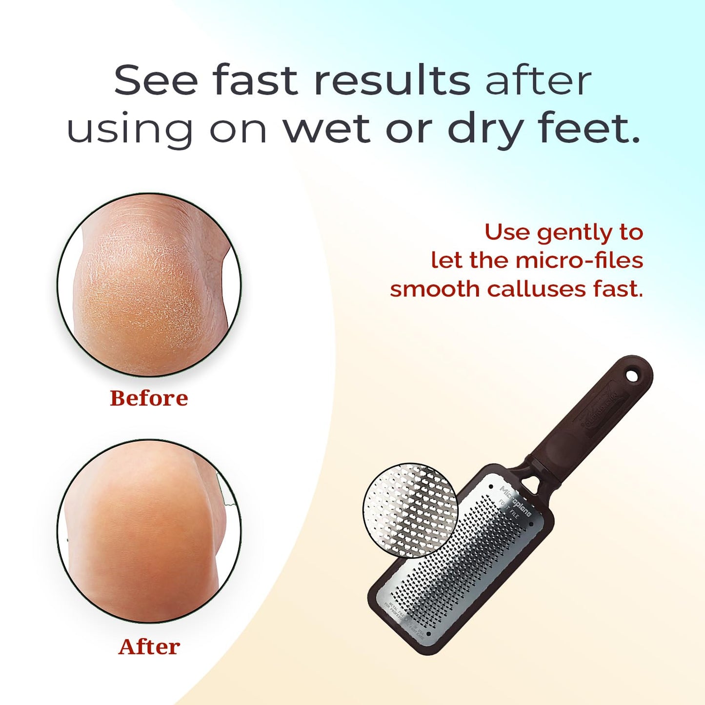 Microplane Colossal Foot File Scraper - The Original Stainless Steel Foot Rasp, Dead Skin/Callus Remover for Feet, Gentle Foot Scrubber, Pedicure Tools for Salon-Quality Foot Care, Black