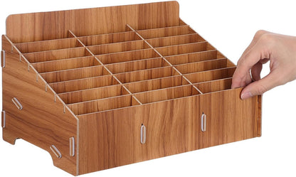 24 Slot Wooden Cell Phone Organizer Box for Classroom Meetings