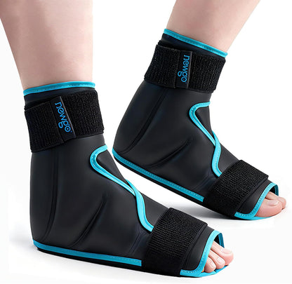 NEWGO Foot Ice Pack Wrap for Plantar Fasciitis Relief, 360° Full Coverage Reusable Gel Ice Boot for Heel & Ankle Pain, Cold Compression for Swelling, Achilles Tendonitis & Ankle Sprain- Black
