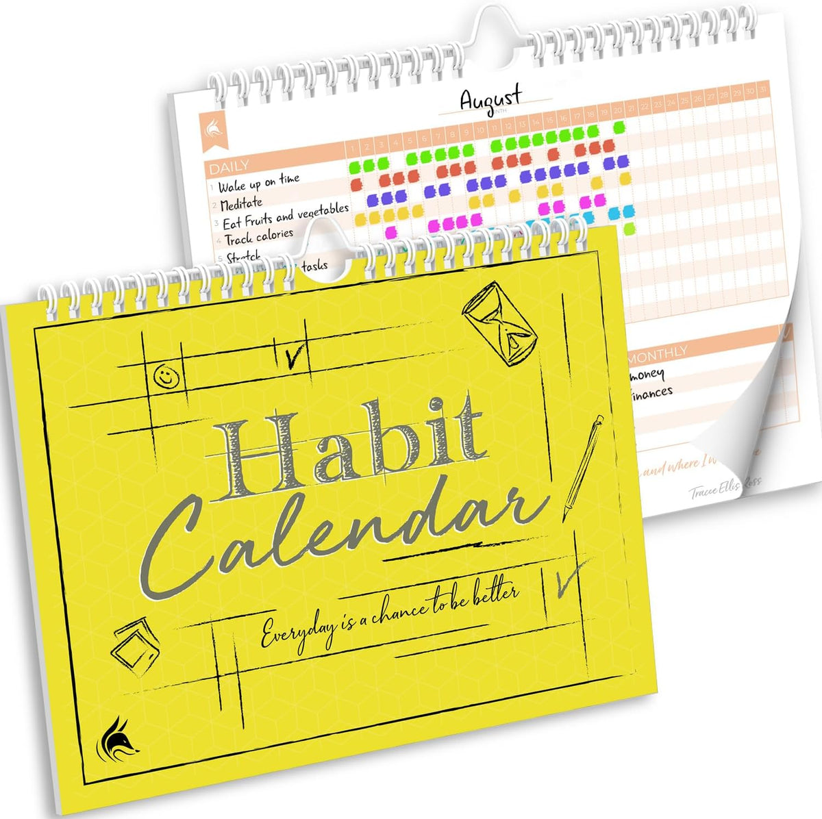 Clever Fox Habit Tracker Calendar, 24-Month Daily Goal Journal Green