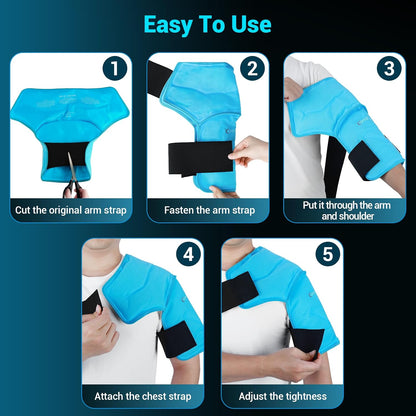 Comfytemp Shoulder Ice Pack Wrap Shoulder Brace Compression Sleeve for Shoulders Pain Relief, 2 Gel Ice Packs for Injuries Reusable, Cold Therapy for Rotator Cuff Recovery, Fathers Day Dad Gifts Men