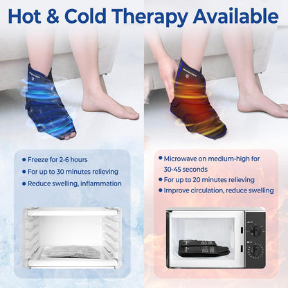 KingPavonini Ankle Foot Ice Pack Wrap for Sprained Ankle/Surgery Recovery, Reusable Gel Ice Packs for Feet Injuries, Plantar Fasciitis, Achilles Tendonitis, Hot/Cold Therapy, XL (1 Wrap+4 Gel Packs)