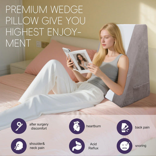 CHxxy Memory Foam Bed Wedge Pillow (10"x24"x24")