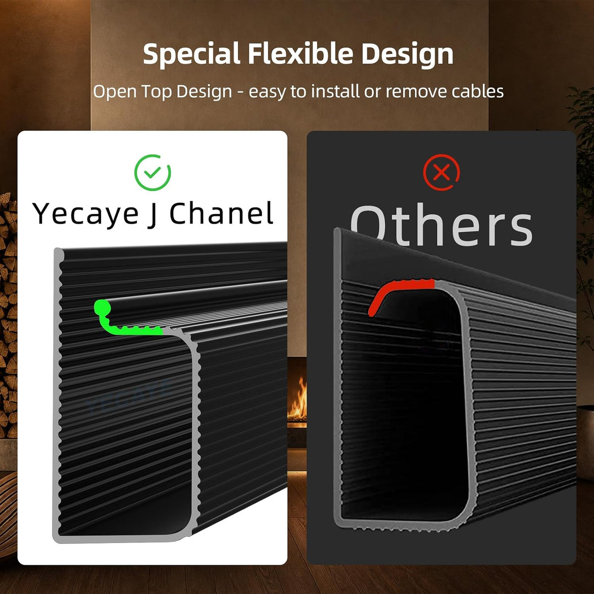 YECAYE Cable Management, 6 Pack, Black