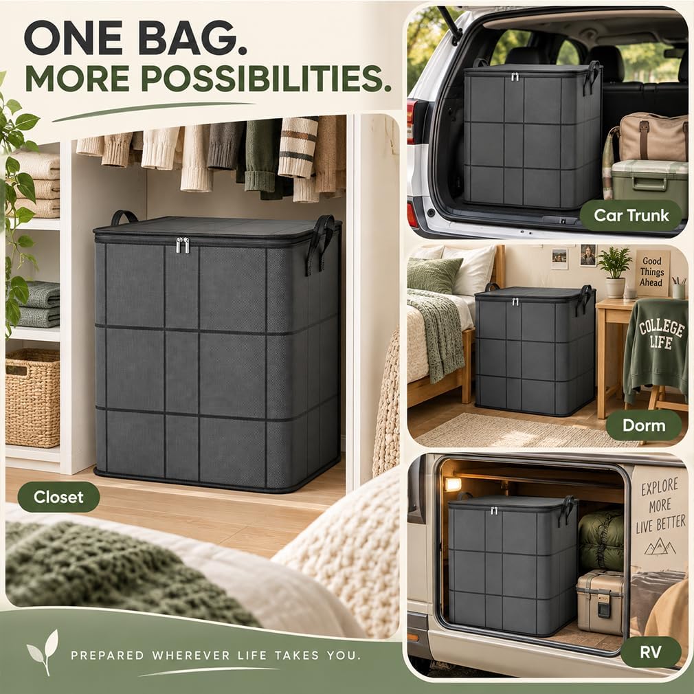 220L XXL Foldable Storage Bag with Reinforced Handles, Upgraded Heavy-Duty Design with Reinforced Seams & Zipper, Portable Moving Storage Bags for Bedding, Clothes & Quilts，XXL: 23.6x19.7x27.6 in：3