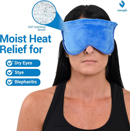 ZOMPALE Heated Eye Mask for Dry Eyes – Microwavable Moist Heat Eye Compress – Warm Compress for Eyes, Eye Strain & Stye Relief – Adjustable Strap, Washable Plush Cover, Reusable Eye Mask for Sleep