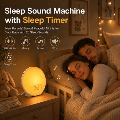 JALL Sunrise Alarm Clock White Noise Machine with 25 Nature Sleep Sounds, Fully Dimmable Clock for Bedrooms, Heavy Sleepers, 17 Light Modes, Bluetooth Speaker
