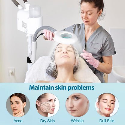 Nova Microdermabrasion Professional 2 in 1 Facial Steamer for Face Deep Cleaning Ozone Face Steamer with 5X Magnifying Lamp Hot Mist Function for Salon Spa Home Beauty Equipment