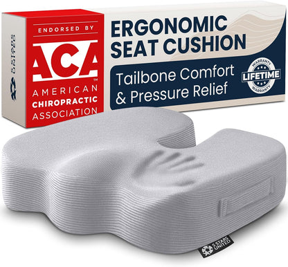 5 STARS UNITED Seat Cushion - Memory Foam Chair Cushion for Tailbone Pain Relief - Ergonomic Support for Coccyx, Sciatica & Butt - Office, Desk & Gaming Chair, Car Seat, Wheelchair, Black Suede
