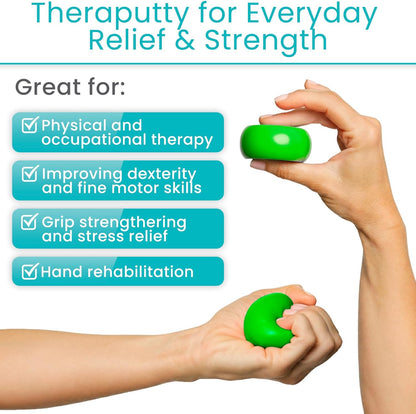 Vive Therapy Putty for Adults, for Hand (2 Pack) - Occupational Sensory Stress Relief Tools - for Physical Exercise, Finger Pain, Grip Strength, Rehab, Arthritis, Forearms, Fidgeting, Motor Skills