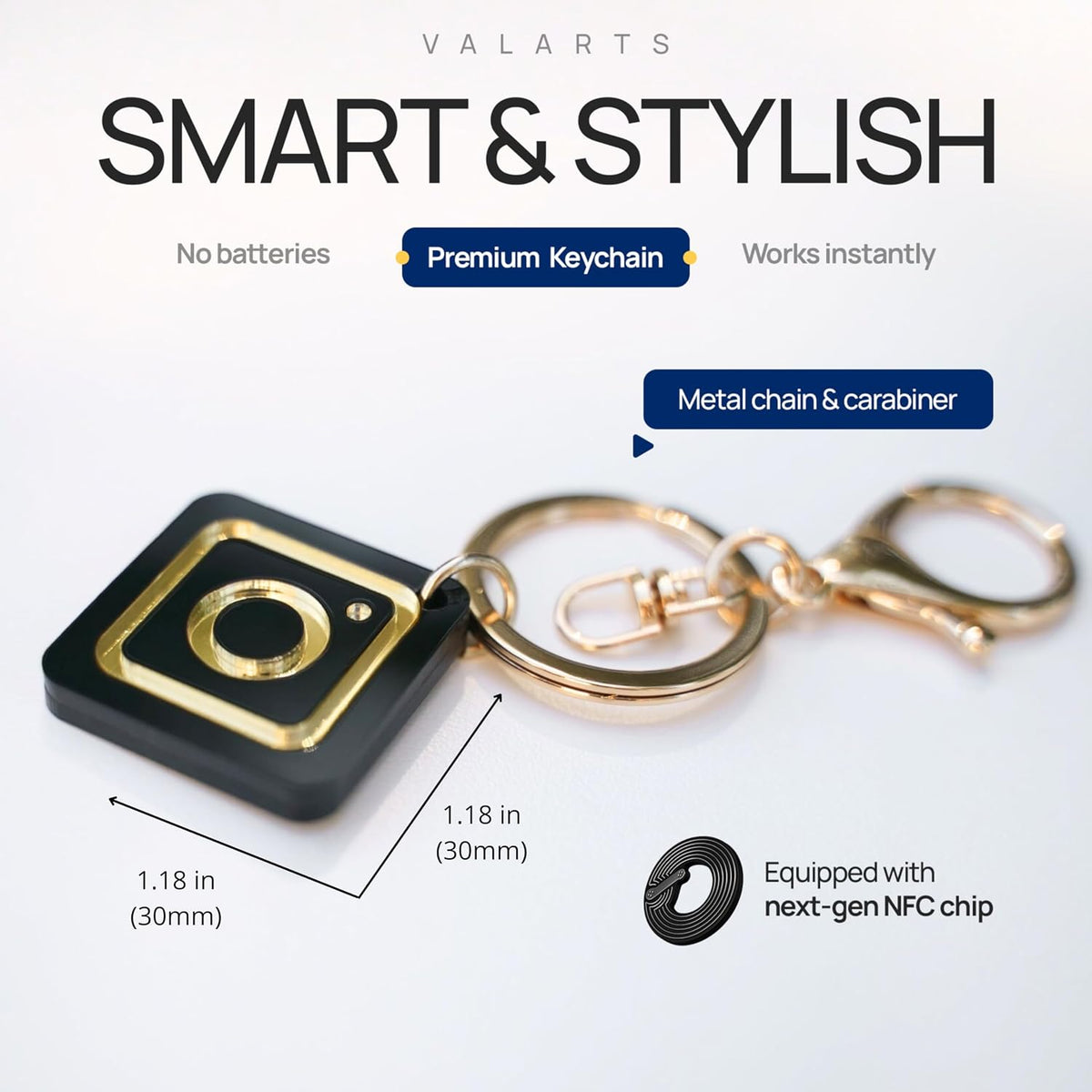 VTAG.ID NFC Digital Business Card Keychain - Tap to Share Contact & Social