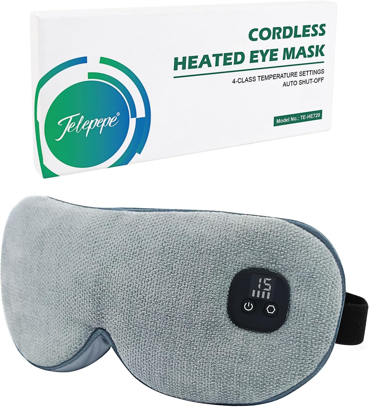 Heated Eye Mask for Dry Eyes, Cordless Warm Eye Compress, 4 Heat Levels, 4-Level Timing, 1000mAh Rechargeable, Blepharitis, Styes, Washable Cover, Travel, Gifts for Family(Black)