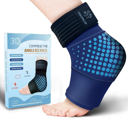 Ankle Ice Pack Wrap,Flexible Cold Therapy for Foot Pain Relief | gel,3D full-coverage,cool ice-silk fabric,dual hot & cold compress,flexible when frozen,leak-proof,ideas for swelling,sprains