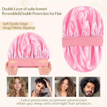 YANIBEST Silk Bonnet for Men Women Hair Bonnet for Sleeping Double Layer Satin Bonnet for Natural Curly Hair Unisex Sleep Cap