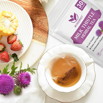 Dandelion Root with Milk Thistle Tea - Organic Dandelion Root and Milk Thistle Tea bags for Liver Cleanse, Antioxidant and Immune Support, Caffeine Free - 30 Tea Bags