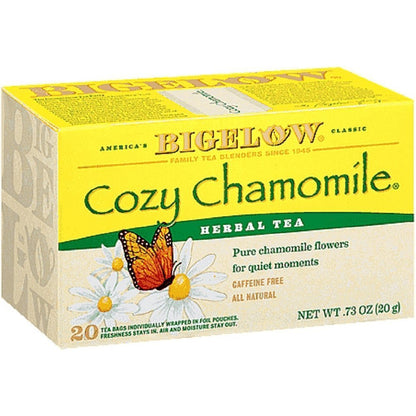 Bigelow Cozy Chamomile Herbal Tea,Caffeine Free Tea with Chamomile Flowers, 100 Count Box (Pack of 1)