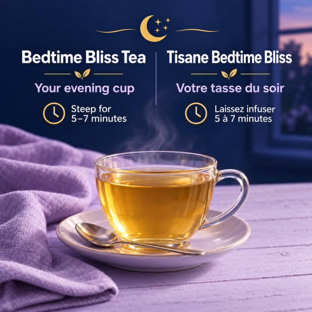 Tozzy Organic Bedtime Bliss Herbal Tea, Caffeine-Free Evening Blend, 100 Plant-Based Pyramid Tea Bags