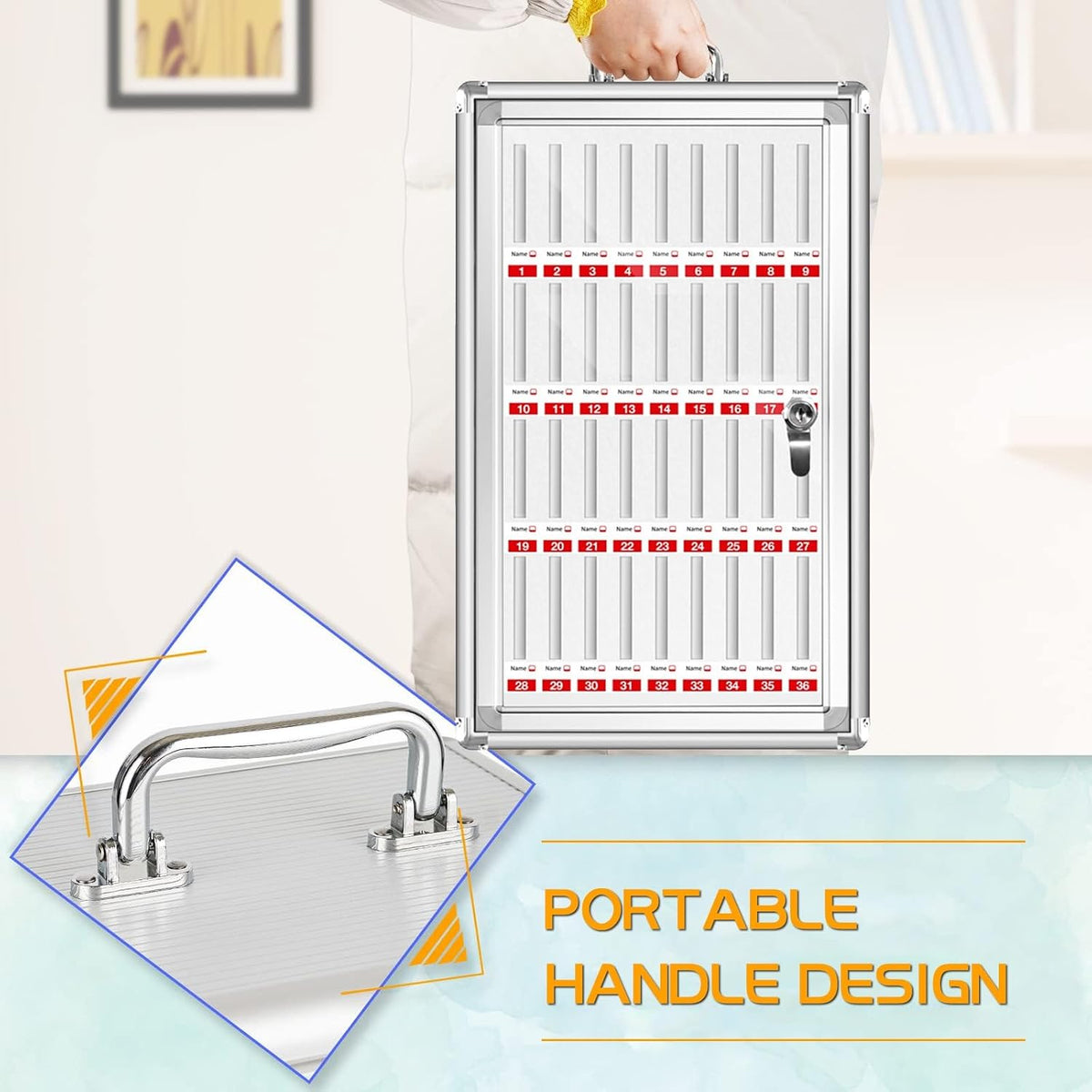 Cell Phone Lock Box For Classroom Slots Cell Phone Locker Box With Charging Port Aluminum Alloy Mobile Phone Storage Cabinet With Lock And Numbered(12 bits)