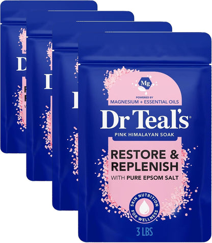 Dr Teal's Epsom Salt Magnesium Soak, Restore & Replenish with Pink Himalayan Salt, 3 lbs