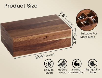 Acacia Wood Tea Bag Organizers, Tea and Sugar Packet Storage Chest with Lid, Wooden Teabag Holder Containers,Storage Box Teabox with 6 Compartments