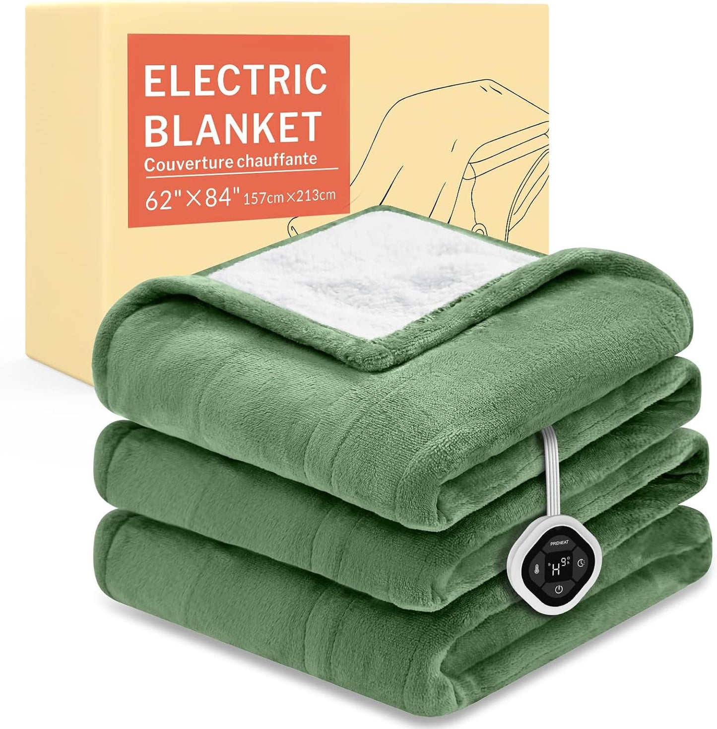 HOMLYNS LuxeHeat Heated Blanket Electric Blanket, Soft Flannel Sherpa Heated Throw, Heating Blanket with 5 Heat Settings, 3 hrs Timer Auto Shut Off (50x60 inches, Purple), Only for 120V Voltage Use