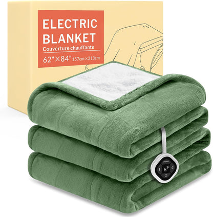 HOMLYNS LuxeHeat Heated Blanket Electric Blanket, Soft Flannel Sherpa Heated Throw, Heating Blanket with 5 Heat Settings, 3 hrs Timer Auto Shut Off (50x60 inches, Purple), Only for 120V Voltage Use