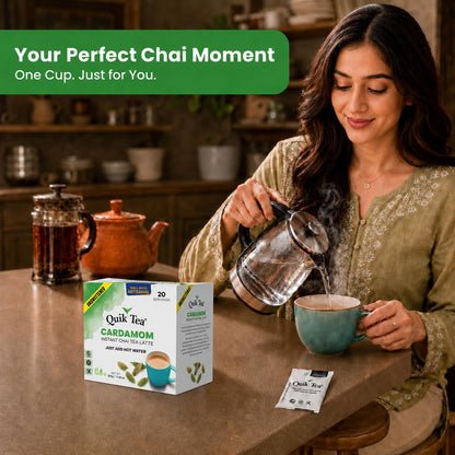QuikTea Instant Chai Tea Latte Mix, Masala, Unsweetened, 20 Sachets