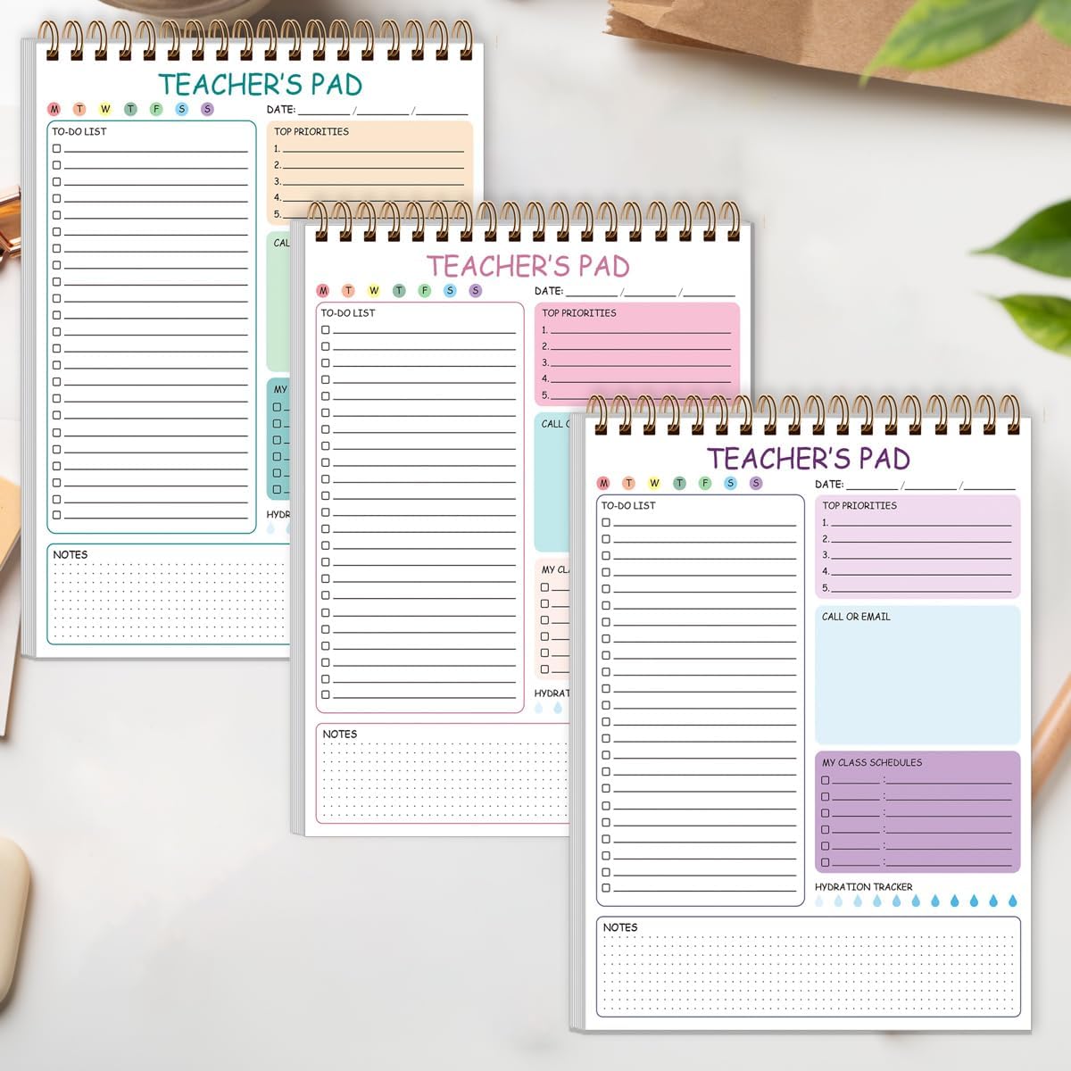 Teacher Notepad - A4 Teacher To Do List Notepad, Spiral Checklist Notebook Organizer for Teachers Notes Task Appointment, Teacher Appreciation Gifts, 8'' x 11'', Green