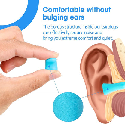 AZEN 100 Pairs Ear Plugs Bulk, NRR 32dB Soft Foam Ear Plugs for Sleeping Noise Cancelling, Earplugs for Concerts Shooting Swimming Noise Reduction (Lake Blue)