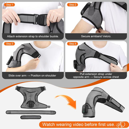 Cordless Shoulder Heating Pad, Shoulder Massager for Pain Relief Deep Tissue, Heated Shoulder Wrap with Massage, Heated Shoulder Brace for Rotator Cuff(Gray)