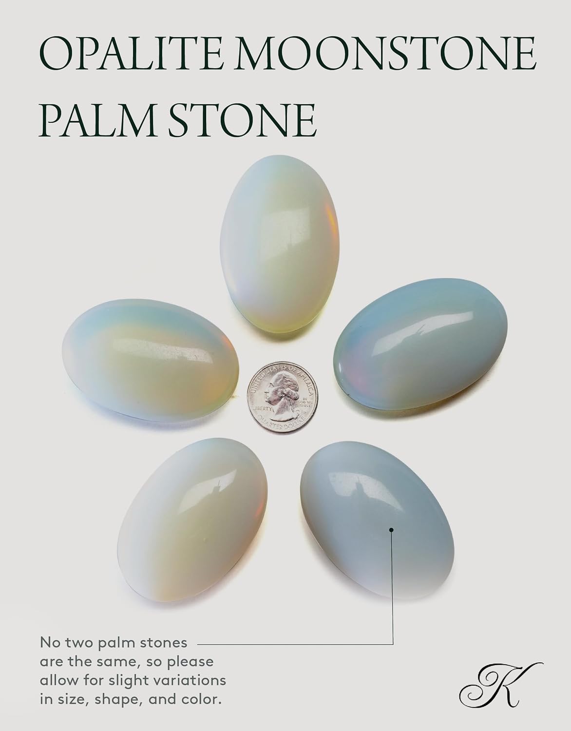 KALIFANO Palm Stone with Healing & Calming Effects - AAA+ Grade High Energy Worry Stone with Information Card - Reiki Crystal Used for Courage (Family Owned and Operated)
