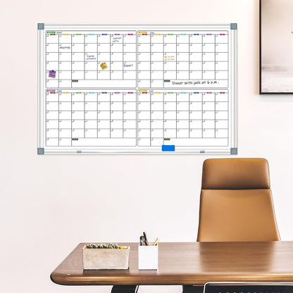 Calendar Whiteboard for Wall 36" x 24", 4 Month Magnetic Calendar Dry Erase Board, Planning Board Bulletin Board Portable Board for Office, School, Home Organization