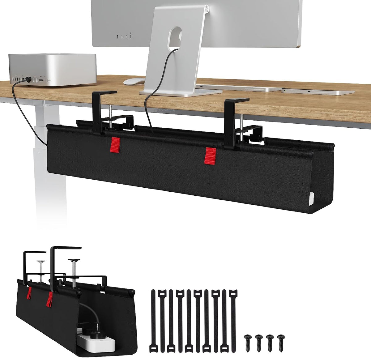 Univivi No Drill Under Desk Cable Management Tray, 36 inch Cable Management
