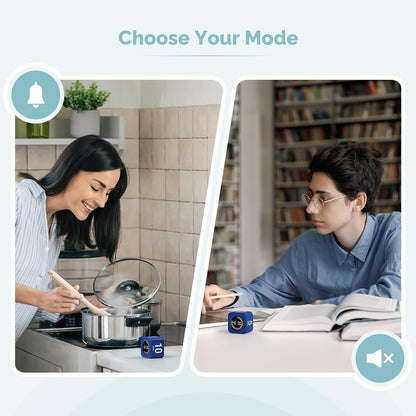 KADAMS Pomodoro Timer Visual - Productivity Pomodoro Cube, 5/10/25/50 Min Countdown & Countup, Silent – Ideal for Work Study Cook Workout Kitchen School Classroom Office ADHD Gift Kids (1, Black)