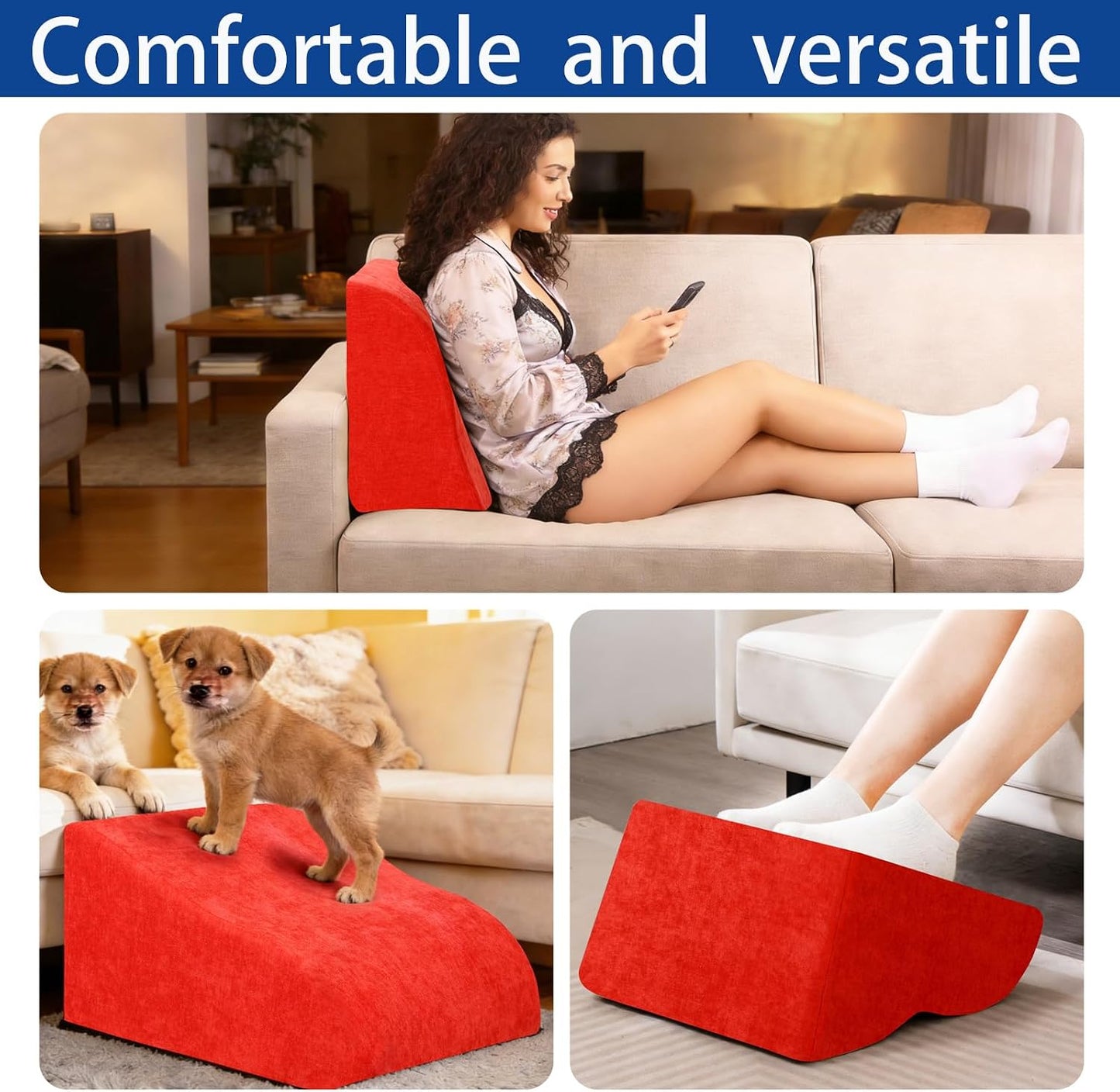 Foot Rest for Under Desk at Work, Ergonomic Under Desk Footrest with Washable Cover for Office, Home & Gaming Leg Elevation Pillow Black