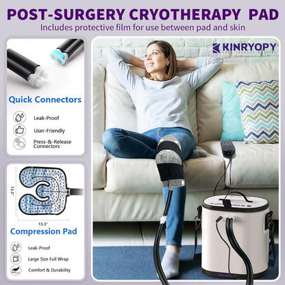 Cold Therapy Machine for Shoulder with Programmable Timer, Portable Ice Machine for Shoulder After Surgery, Lightweight Replacement Recovery System, Cryotherapy Pain Relief w/Compression Pad