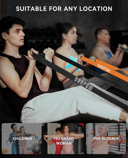 SUNPOW Pull Up Assistance Bands, Set of 5 Heavy Duty Resistance Bands for Men & Women, Natural Latex Exercise Bands for Pull-Up Progression, Home Workout, Strength Training, Mobility & Stretching