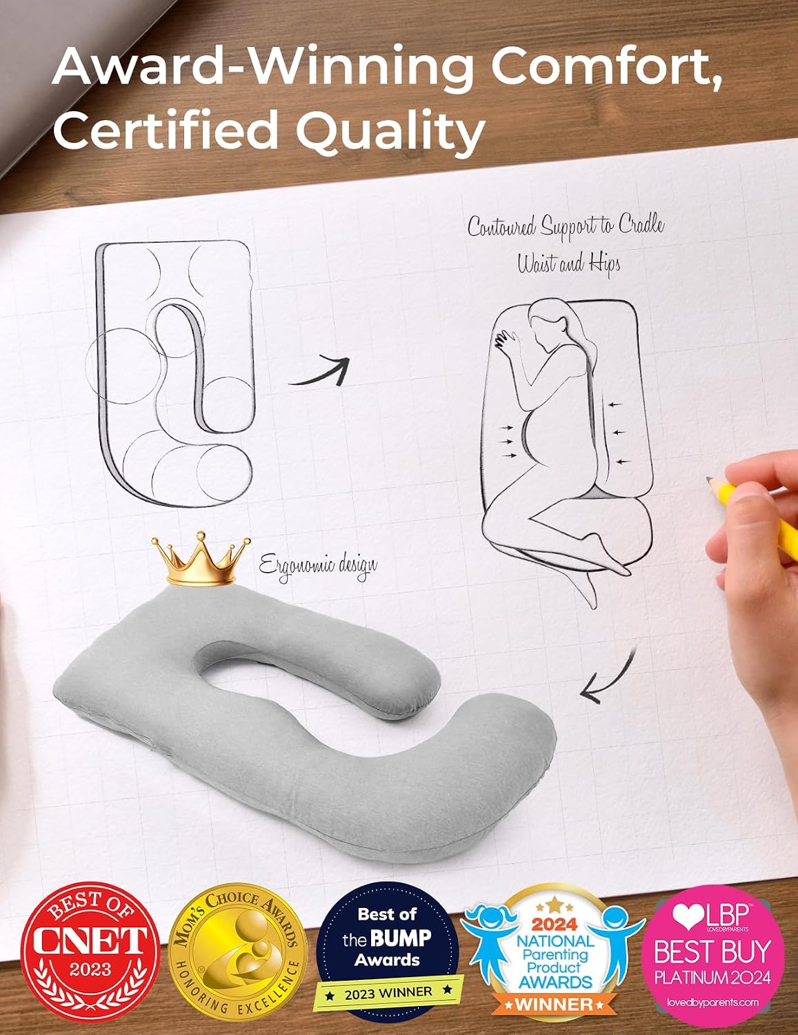 Momcozy Cooling Pregnancy Pillow - U Shaped Full Body Maternity Pillow